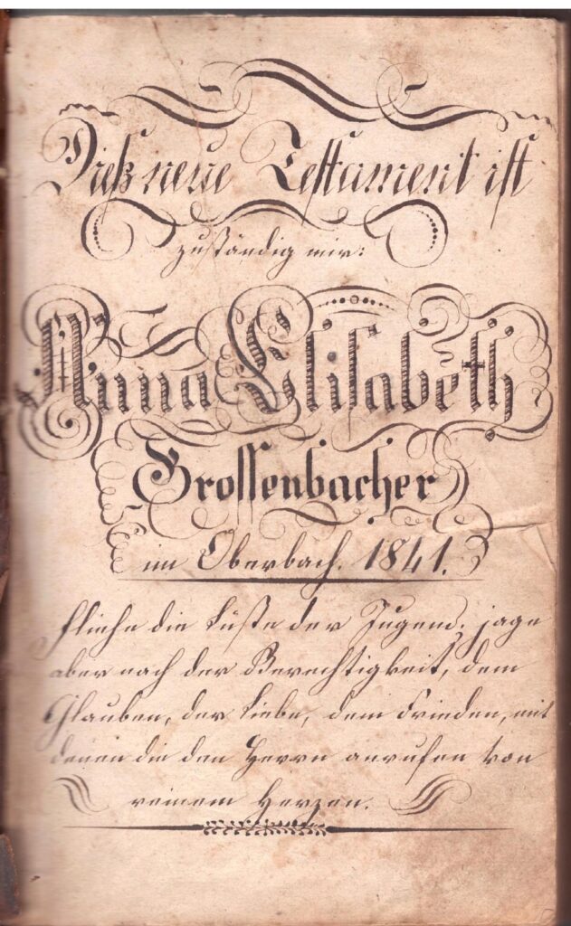 Samuels Frau Anna Elisabeth Grossenbacher stammt aus dem Oberbach Nesselgraben Gemeinde Rüderswil